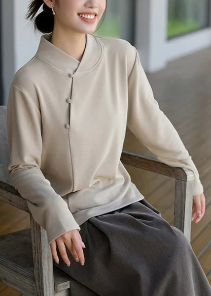 Red Stand Collar Warm Cotton Shirt Spring