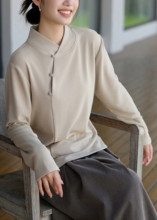 Red Stand Collar Warm Cotton Shirt Spring