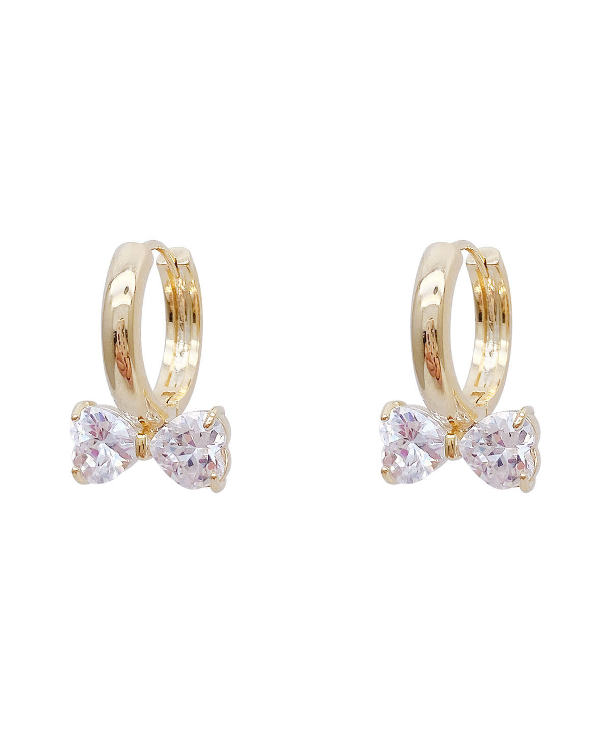 Gold Sterling Silver Overgild Crystal Bow Hoop Earrings