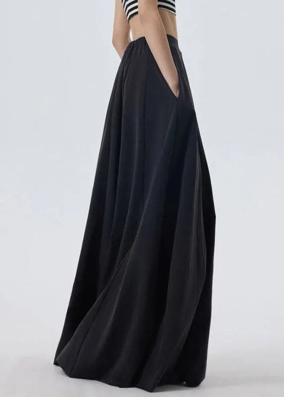 Black Elastic Waist a Line Skirt Spring