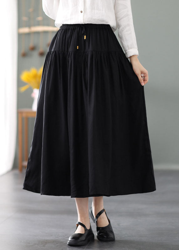 Simple Mulberry Tie Waist Wrinkled Cotton Skirts Spring
