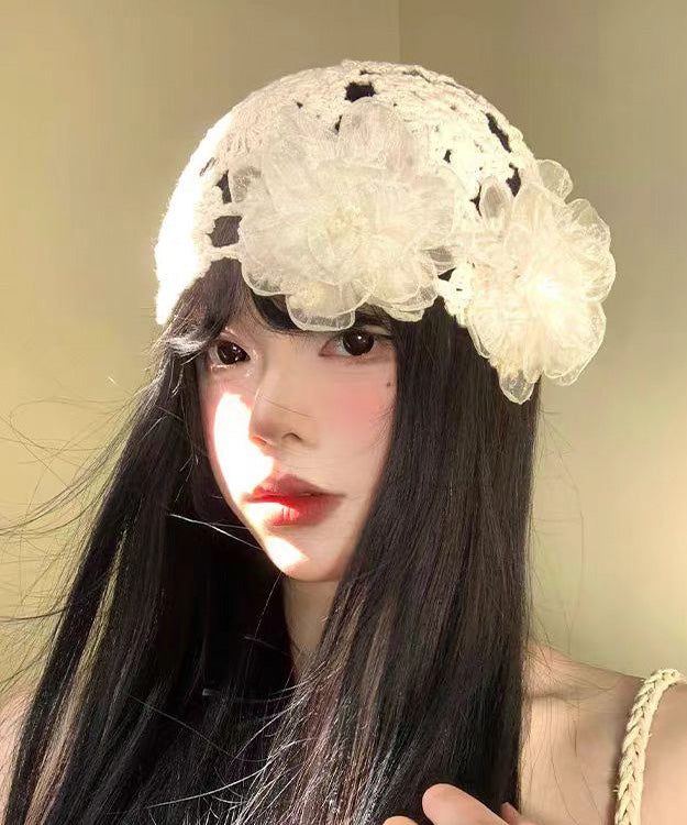 Summer Thin Flower Hollow Out Knitted Boonie Hat