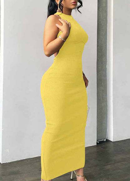 Brick Red Backless Cotton Vacation Dresses Sleeveless