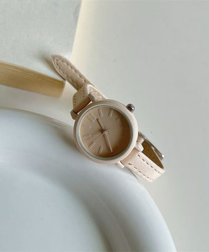 Tea Color Genuine Leather Waterproof Watch