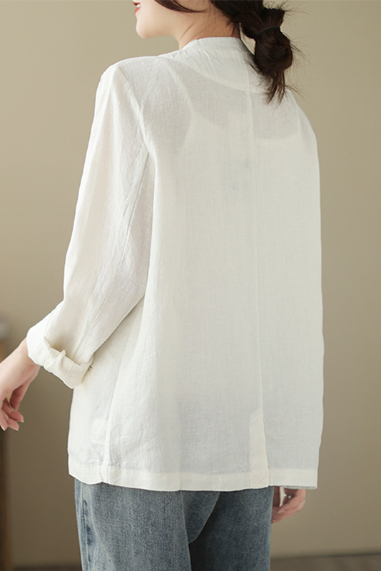 Fall Linen Retro Jacket Color Tops