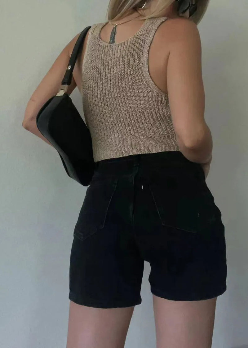 New Khaki V Neck Knit Cardigan Sleeveless