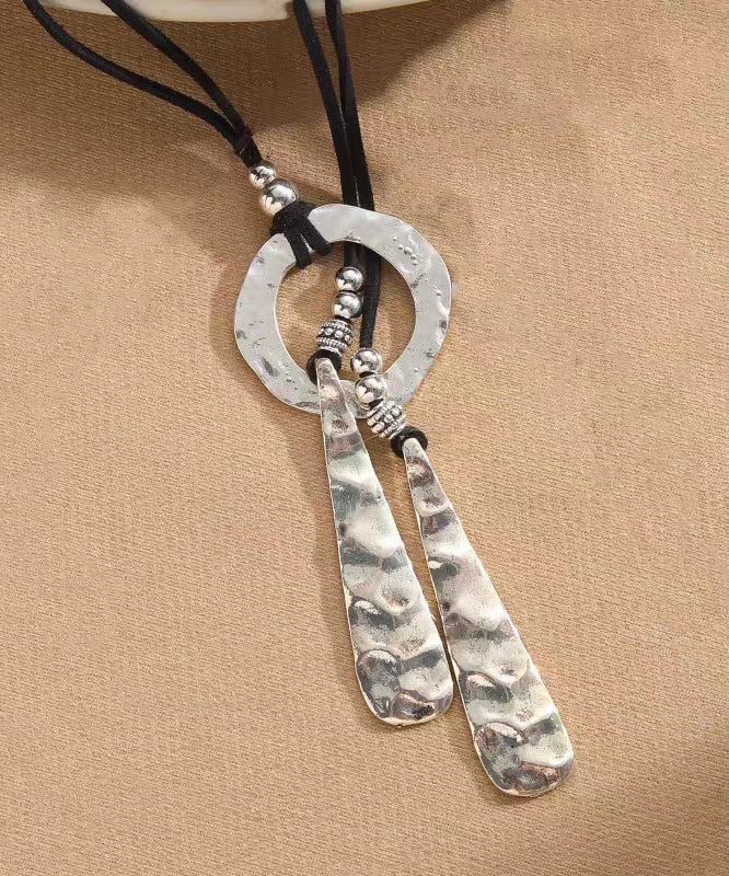 Silk Leather Alloy Pendant Necklace