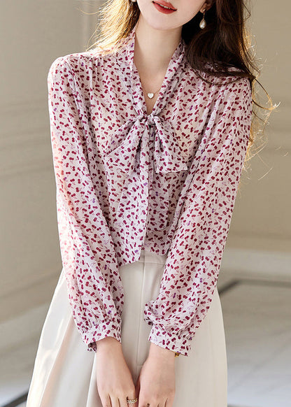 Diy Yellow V Neck Print Chiffon Top Fall
