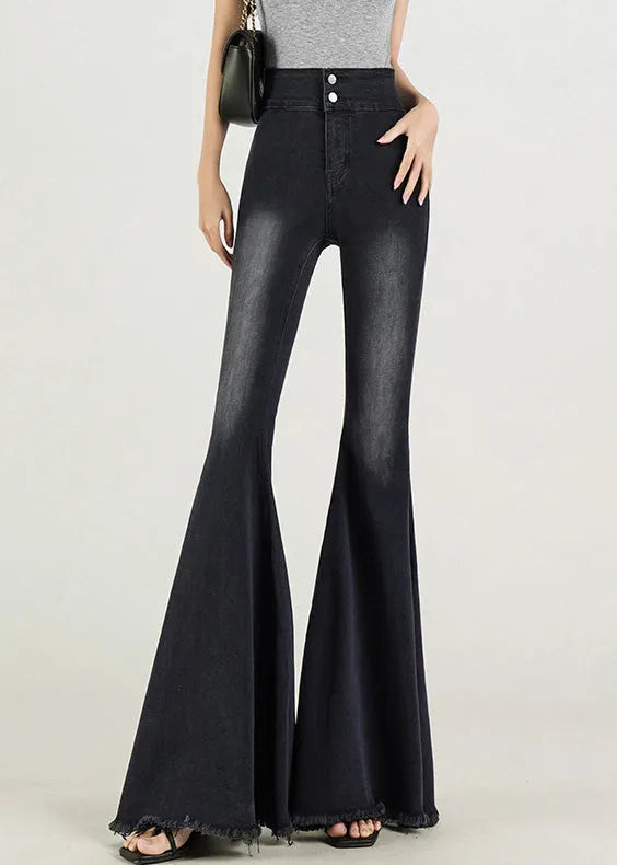Original Design Light Blue High Waist Denim Flared Trousers Fall