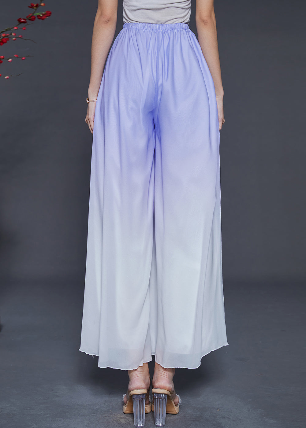 Blue Gradient Color Chiffon Wide Leg Pants Summer