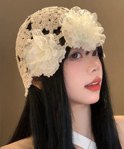 Boutique Beige Hollow Out Knit Bonnie Hat