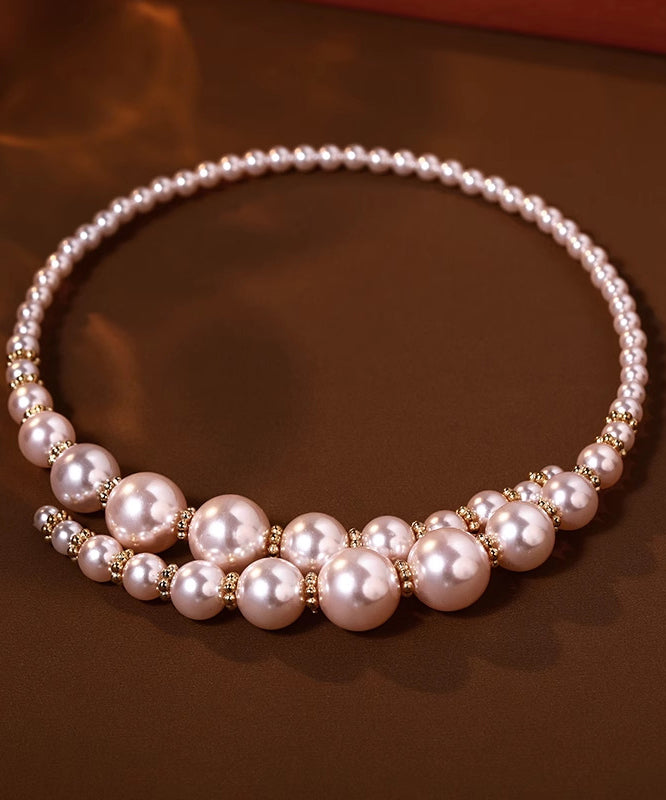 White Alloy Pearl Beading Collar Necklace