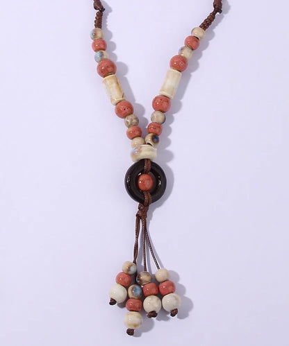 Light Green Ceramics Adjustable Sweater Pendant Necklace