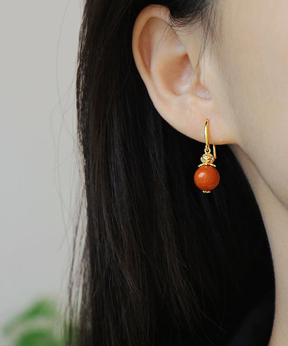 Orange Sterling Silver Overgild Zircon Beeswax Drop Earrings