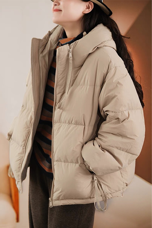 - Winter Color Hooded Short Down Jacket