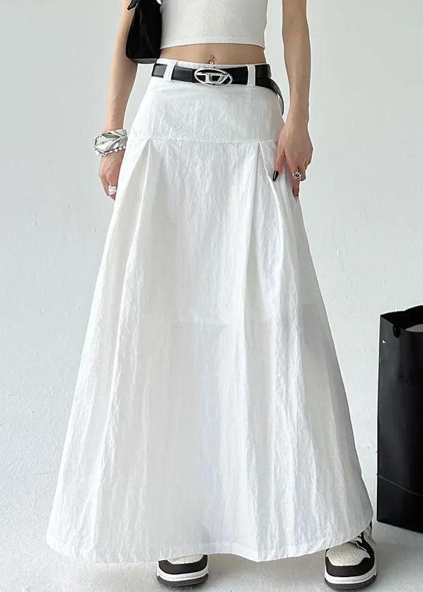 White High Waist Cotton Summer Skirt Zippered