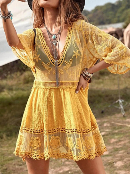 Loose Lace Beach Vacation Bikini Cover-up Dress