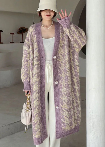 Purple Cozy Knit Cardigan Spring