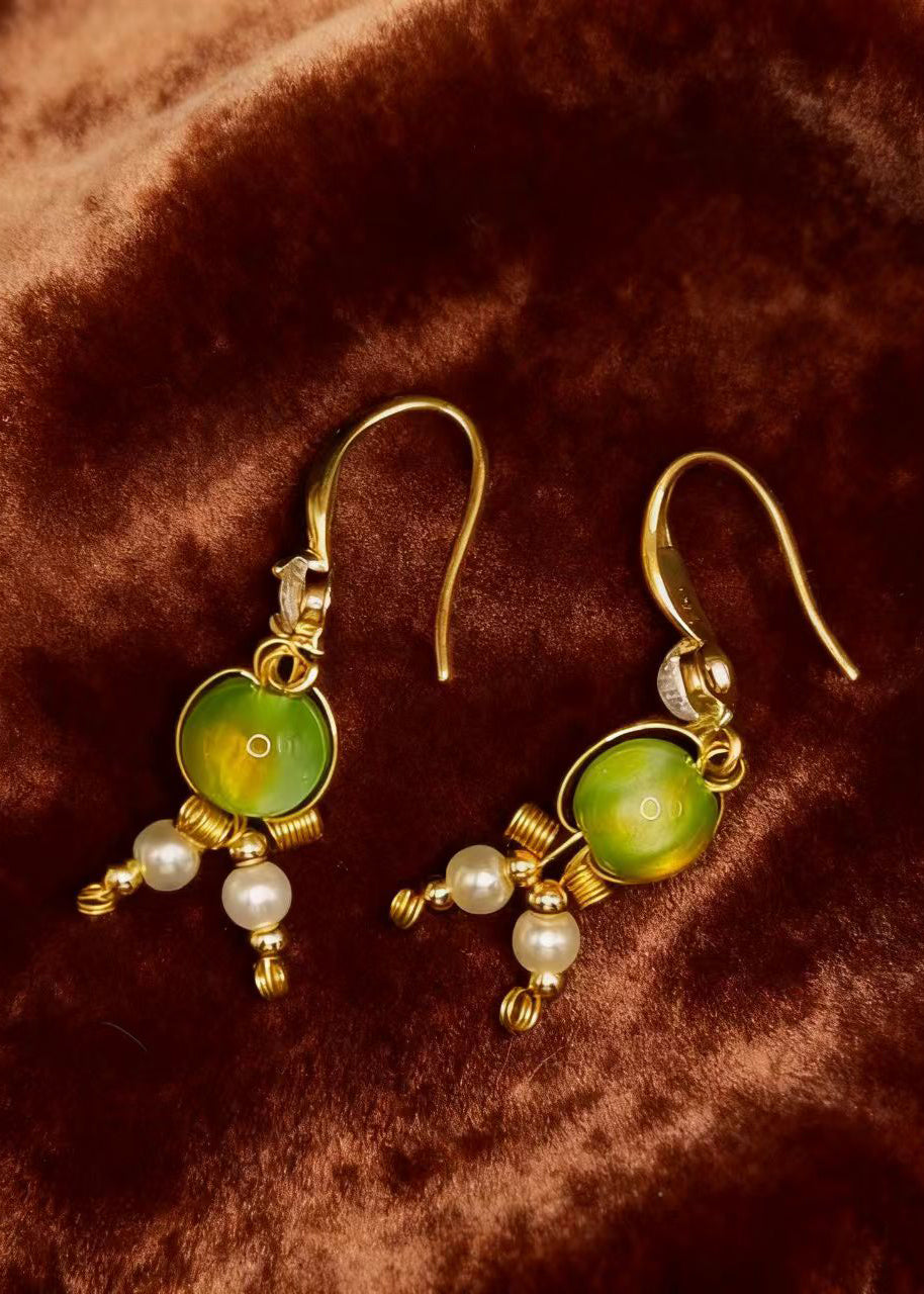Grass Green Fine Crystal Original Design Drop Earrings