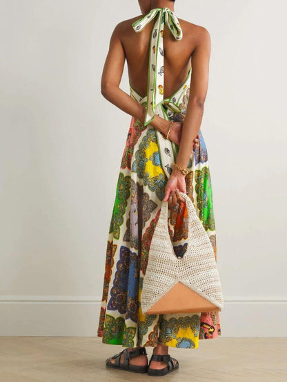Satin Paisley Midi Dress