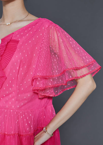 Rose Dot Patchwork Tulle Mid Dress Summer