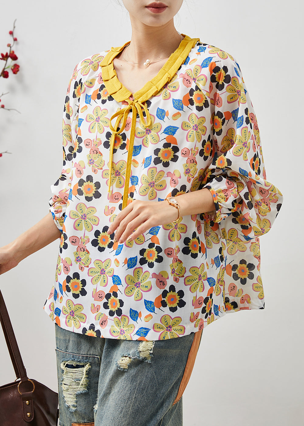 Stylish Yellow Oversized Cotton Shirt Tops Summer