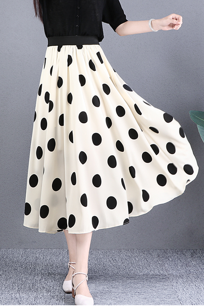 Summer Polka Dot Print A-line Skirt High Waist Skirt