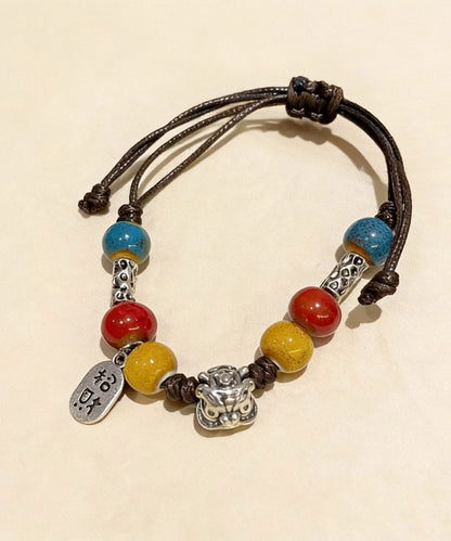 New Sterling Silver Weave Ceramic Charm Bracelet