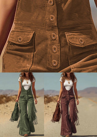 Caramel Pockets Faux Suede Jumpsuit Summer