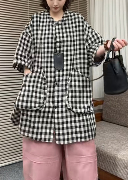 Classy Grey Oversized Plaid Wear on Both Sides Shirts Summer