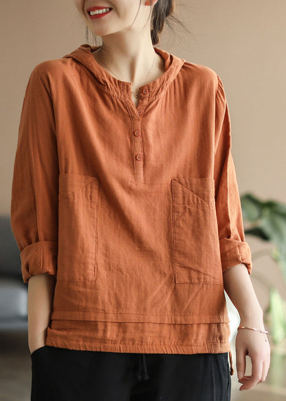Diy Green Hooded Patchwork Oversized Cotton Shirt Top Spring