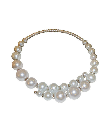 Classy White Alloy Asymmetrical Pearl Choker