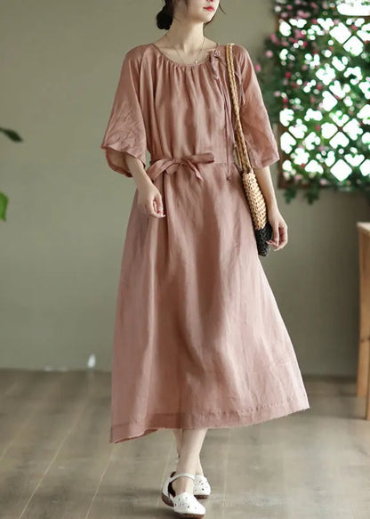 Novelty Pink Wrinkled Patchwork Maxi Dress Summer