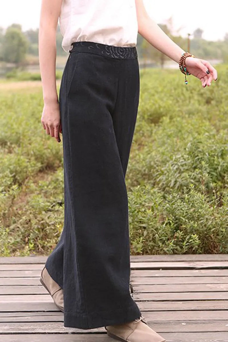 Loose Wide Leg Linen Long Pants