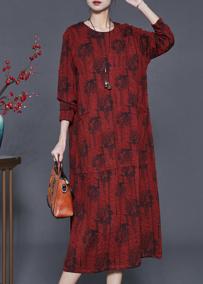 Mulberry Oversized Jacquard Spandex Holiday Dress Fall