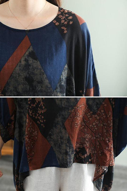 Irregular Hem Stitching Leaf T-shirt