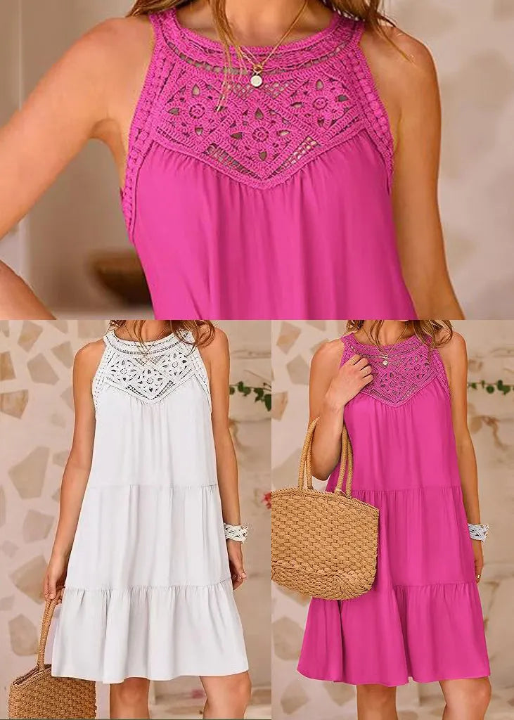 Style White Cold Shoulder Cotton Mini Dresses Summer