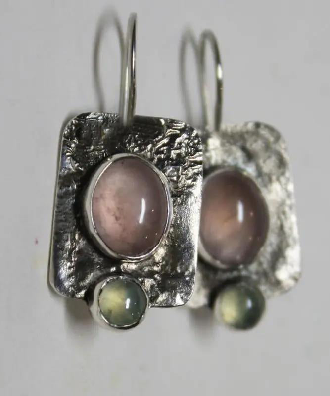 Colorblock Alloy Gem Stone Geometry Drop Earrings