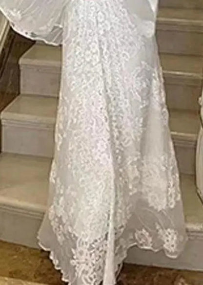 White V Neck Embroidered Cotton Maxi Dresses Batwing Sleeve