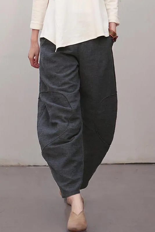 Black Linen Pants Spring Loose Trousers