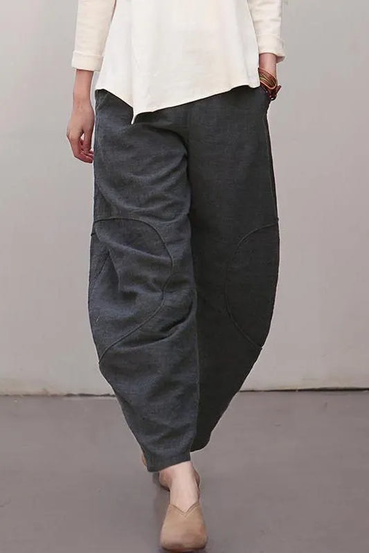Black Linen Pants Spring Loose Trousers