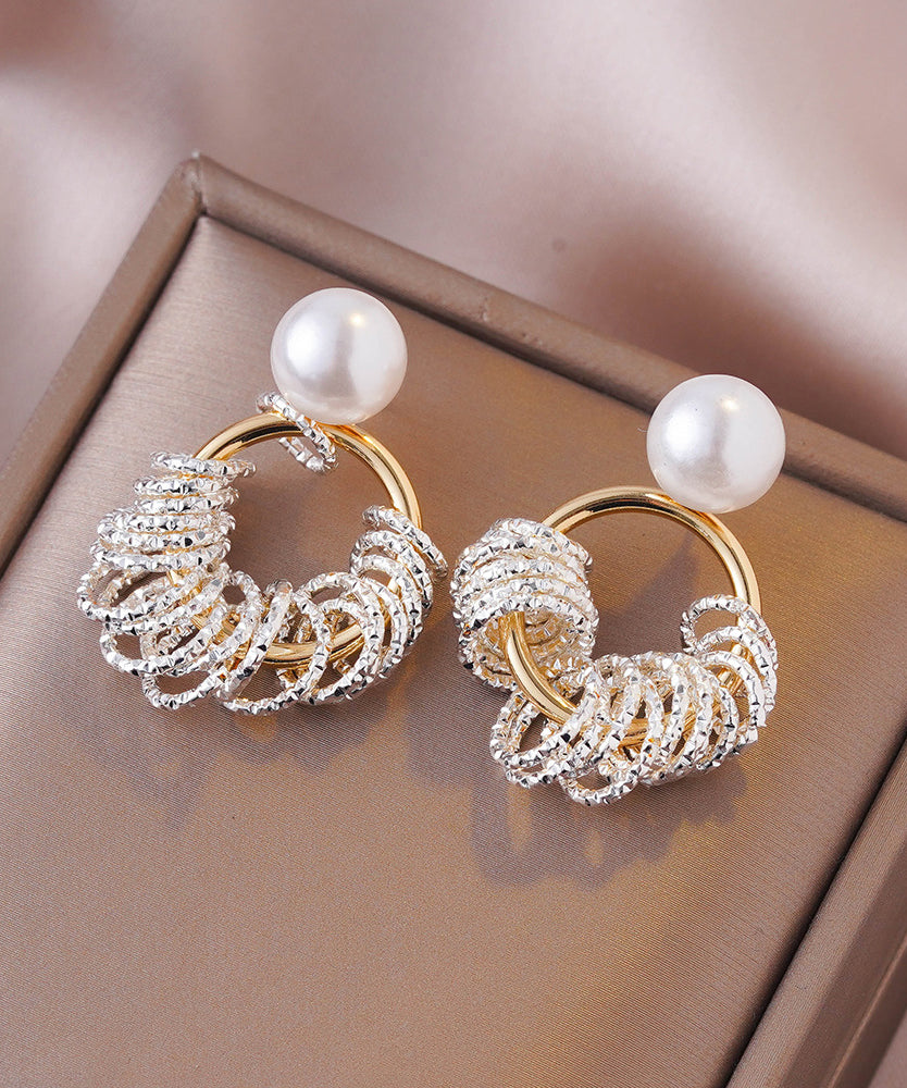 Stylish Gold Copper Alloy Zircon Chain Stud Earrings