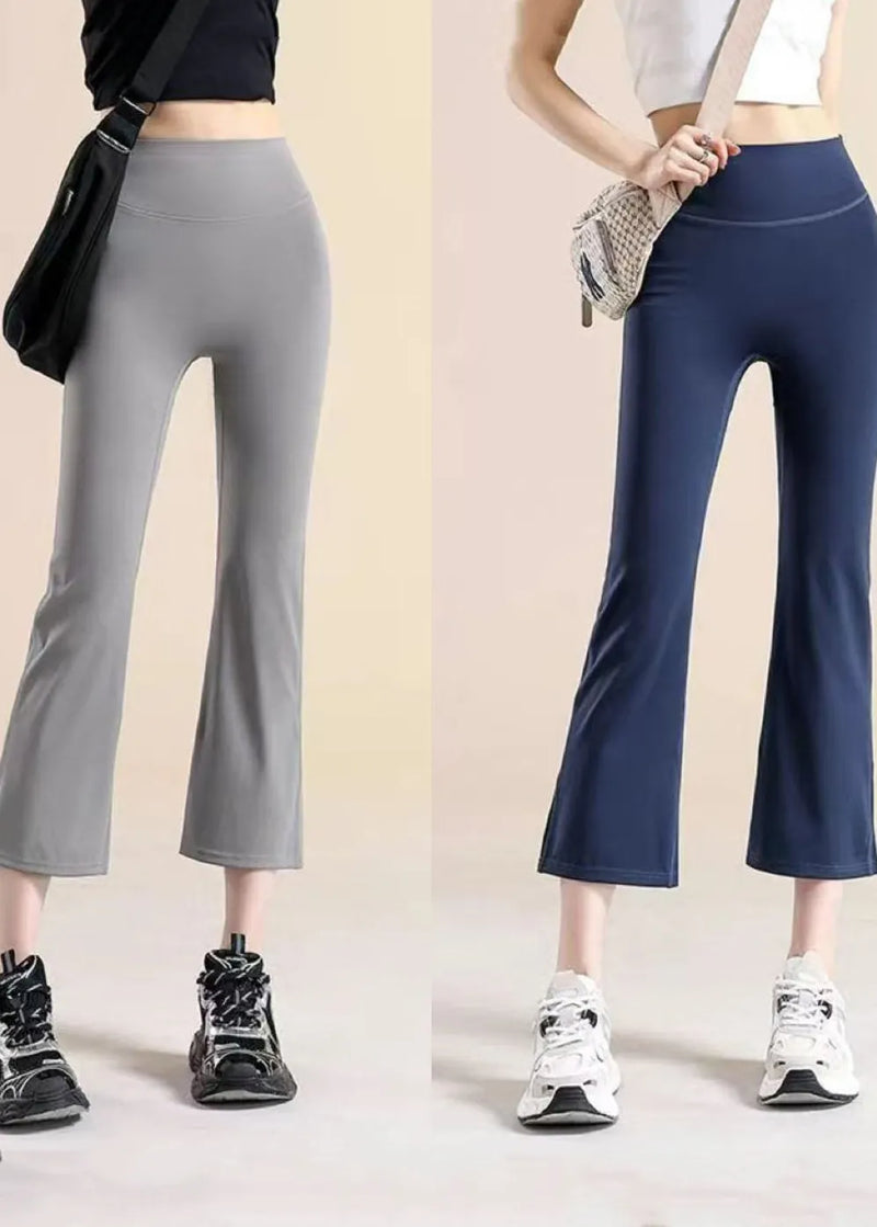 Grey High Waist Yoga Crop Pants