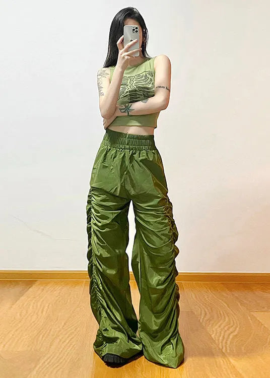 Style Black Cinched High Waisted Pants Summer
