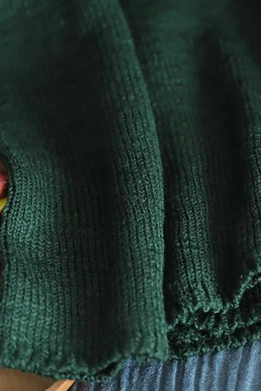 Knitted Retro Pure Color V-neck Sweater Coat