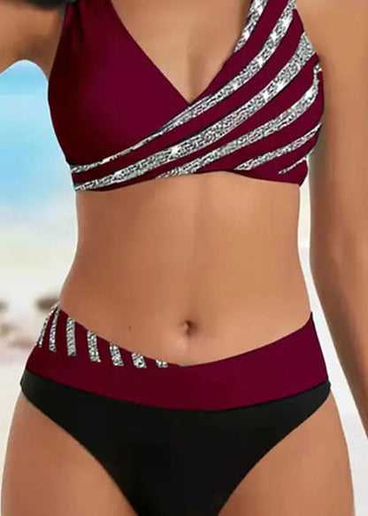 New Striped Top and Panty Bikini Swimsuit