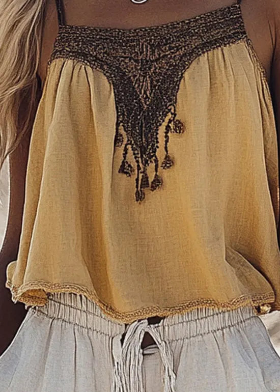 New Yellow Spaghetti Strap Tank Top Summer