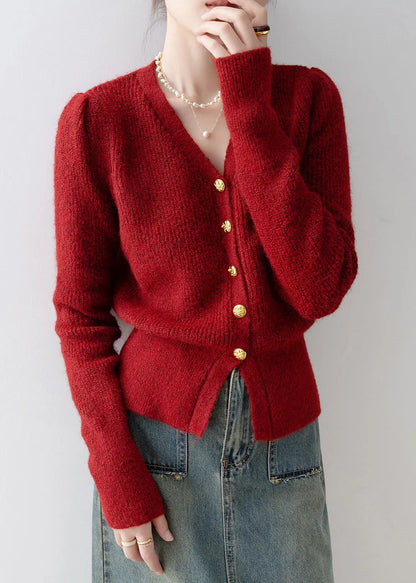 Mulberry V Neck Silm Fit Knit Cardigans Winter