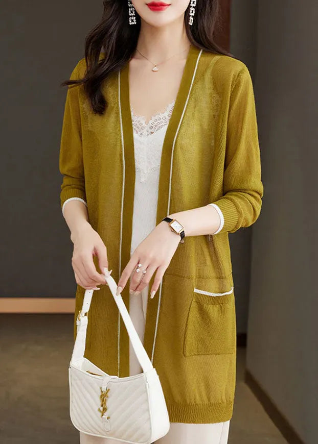 Matcha Colour V Neck Ice Size Knit Cardigans Long Sleeve