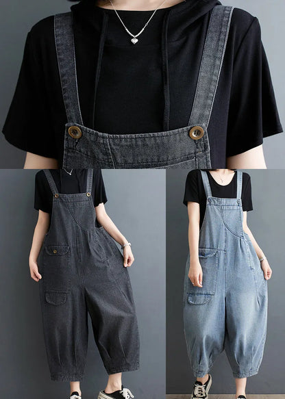 Blue Oversized Denim Jumpsuits Summer